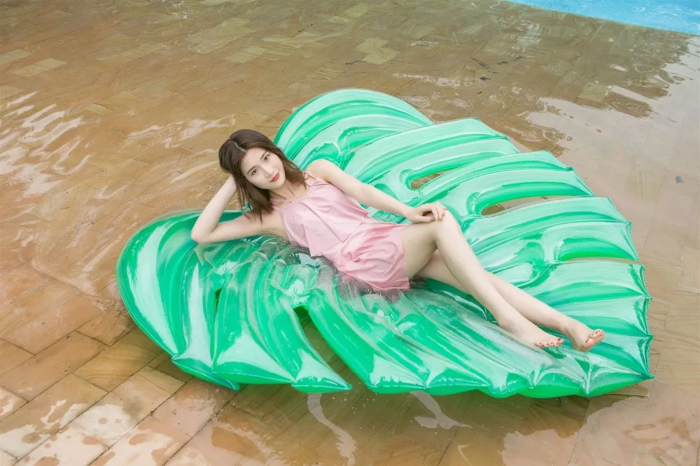 New design adult swimming pool water toys green leaves leaf tube accessories tube rafting water toys (2)