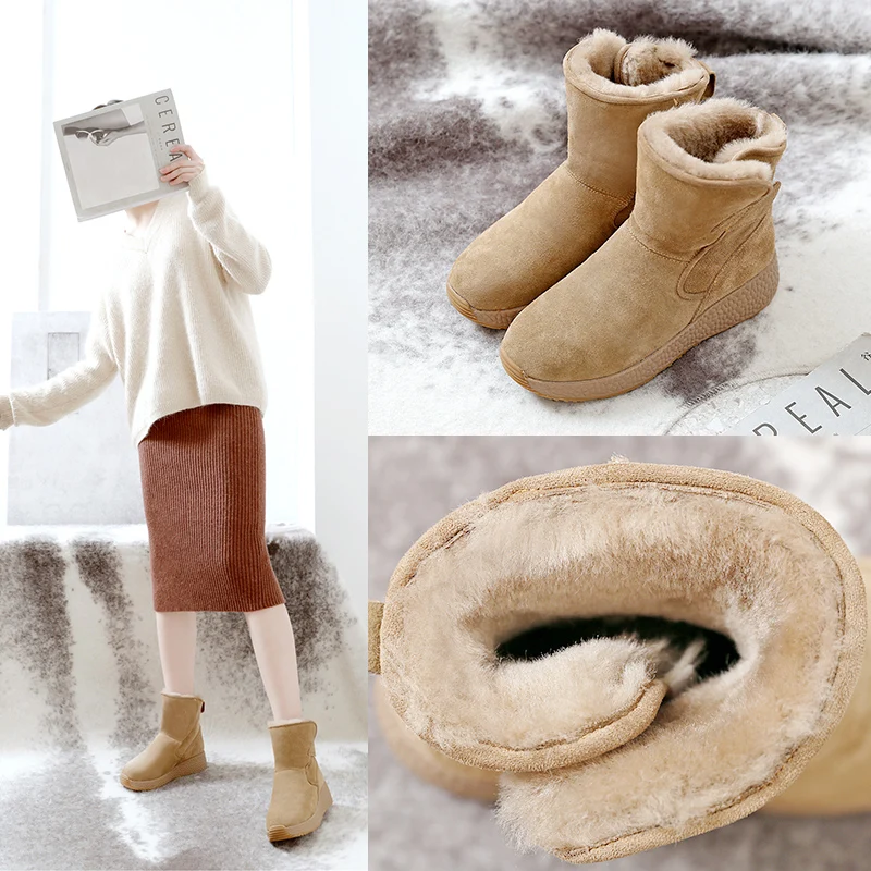 

MYCORON Winter Shoes High Quality Women Round Toe Luxury Fashion Boots Solid Handmade Shoes Martin Boots Bayan Ayakkabi