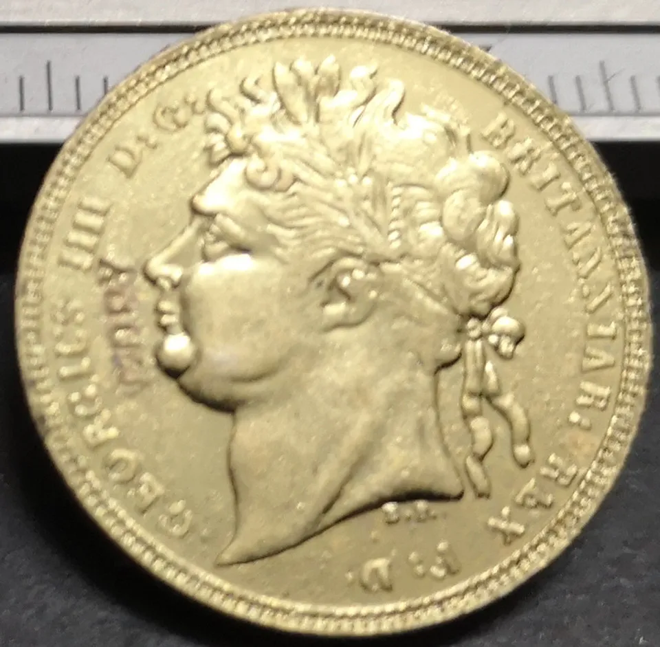 1822 United Kingdom 1 Sovereign - George IIII .9999 pure Gold Plated Copy Coin | Дом и сад