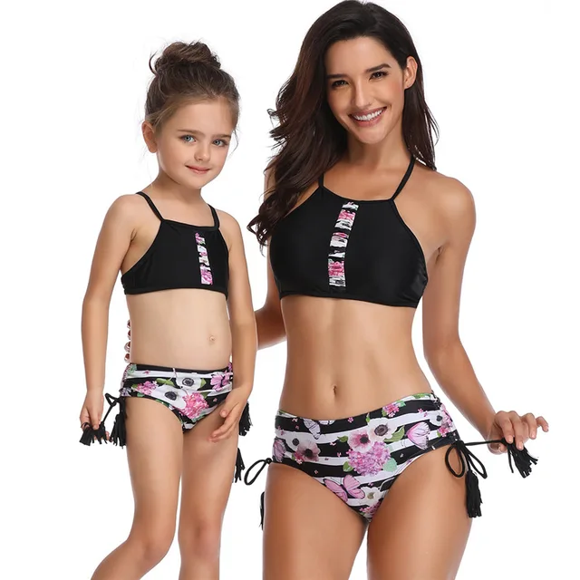 2019 Family Matching Outfits Swimwear Mother Daughter One-Piece Bikini Bathing Swimsuit Suit Summer Mom Kids Girls Swimwear