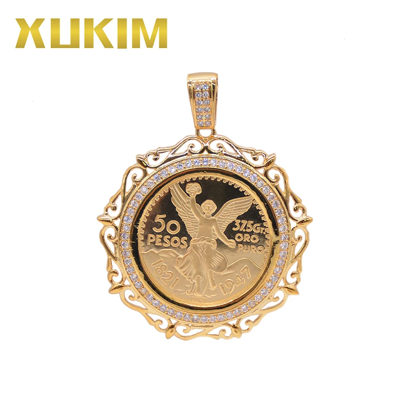 

KCP03 Xukim Fashion Jewelry Mexican 50 Pesos Coin Bezel Pendant Custom Coin Pendant