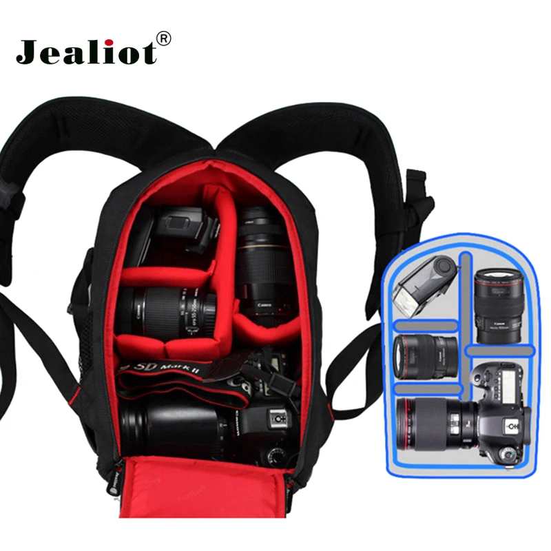 

jealiot professional Photography Camera backpack Bag Waterproof Outdoor Wear-resistant large Photo lens case Men for Nikon Canon