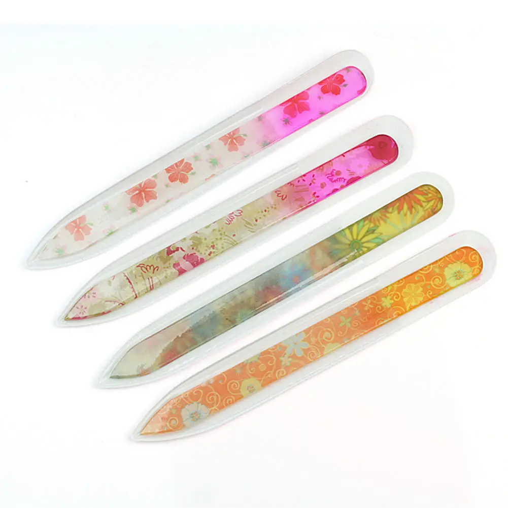 4 Fashion Color Crystal Glass Nail Art Files Manicure Tool Kit Durable