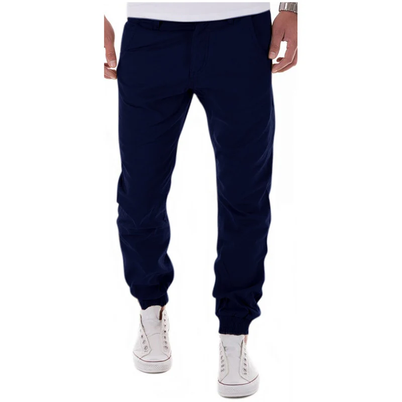 

Men's Casual Cotton Pants Trousers New preppy Style Men solid Color Leisure Foot Trousers zipper fly pencil pants Asia size XXL