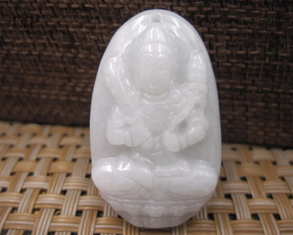 

TJP Natural grade A jadeite Blessing Eight Chinese Protector Buddha akasagarbha pendants jade with certificate together