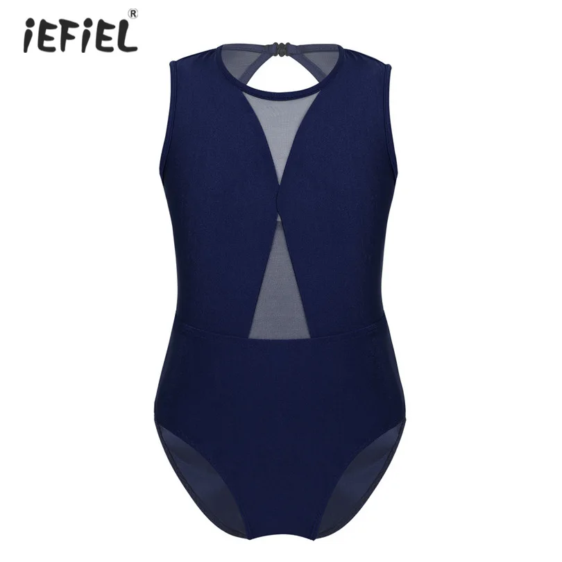 iEFiEL Kids Girls Shiny Metallic One-Piece Leotard Bodysuit Unitard Ballet Dance Gymnastics Activewear