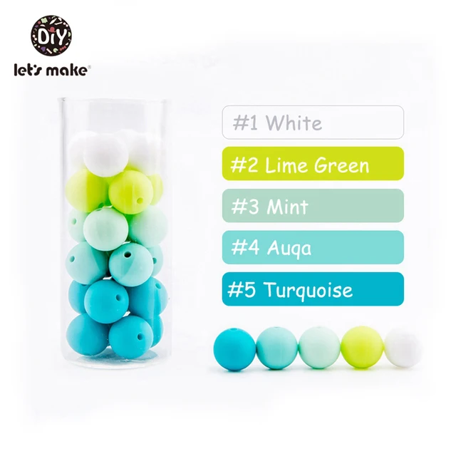 Let's make 50pcs Silicone Beads 12mm Eco-friendly Sensory Teething Necklace Food Grade Mom Nursing DIY Jewelry Baby Teethers green set