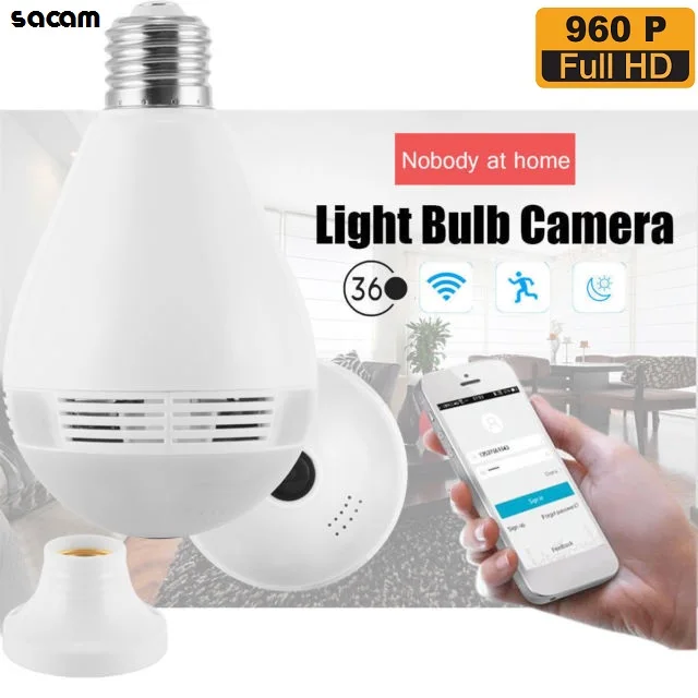 960P HD 360 градусов Беспроводная ip камера Wifi лампа светильник для умного дома CCTV 3D VR 1