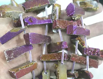 

1 strand Natural Purple Titanium Druzy Agate Rectangle Beads,Druzy Agate Bar Loose Beads