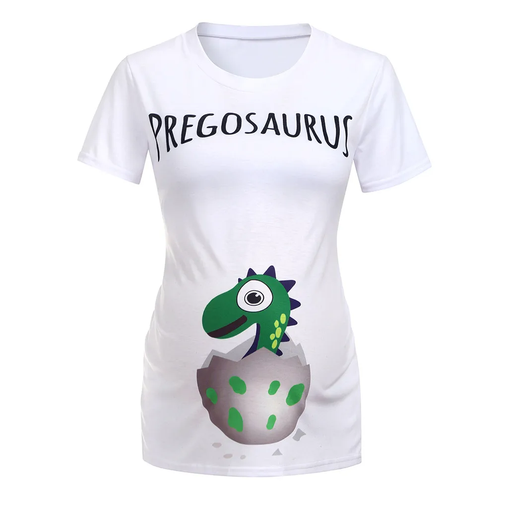 SAGACE, Женская Футболка для беременных с мультяшными буквами и пасхальными яйцами, футболка-динозавр, забавные Женские топы для беременных, летняя одежда для беременных, футболка