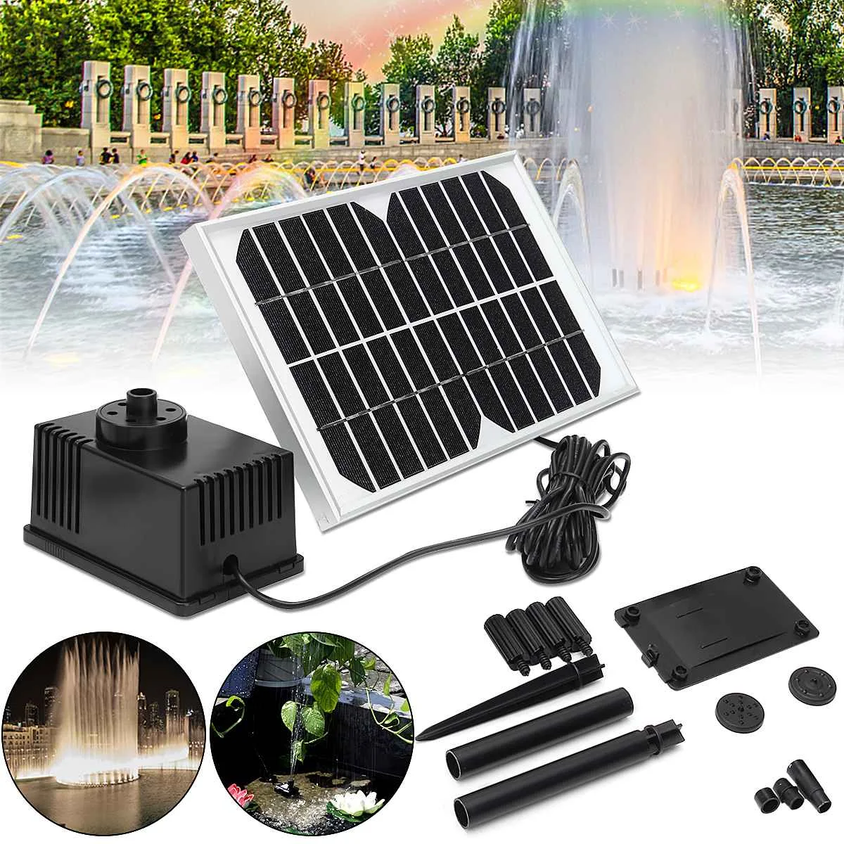 

Solar Power Fountain Garden Pond Pool Water Feature Submersible Pump Kit 12V 5W 280L/H