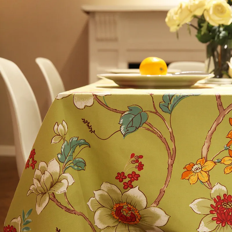 

2019 new arrival table cloth big flower American pastoral high quality tablecloth decorative Elegant cotton poyester table cover
