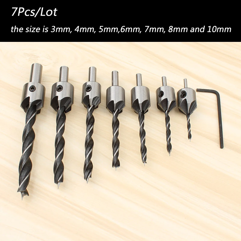 7Pcs Wood Countersink Drill Bit 4Pcs Electric Carving Tools Boring