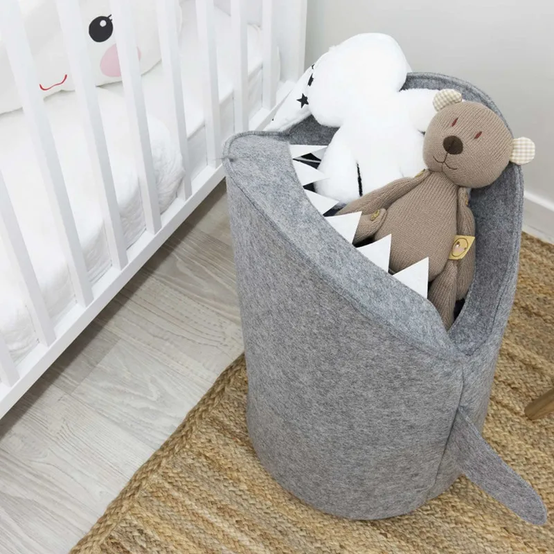 INS Nordic Cartoon Shark Shape Collapsible Newborn Baby Bedroom Decor Basket Bag For Toys Kids Easter Birthday Gifts