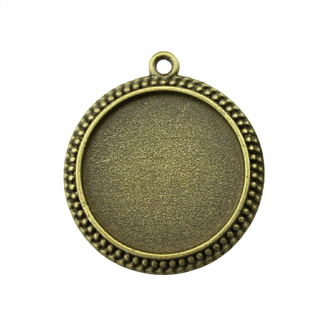 10 шт 25 мм Внутренний размер винтажный античный серебряный античная бронза круглая форма Камея Кабошон рамка базовой настройки пустые ювелирные изделия - Цвет: Antique Bronze