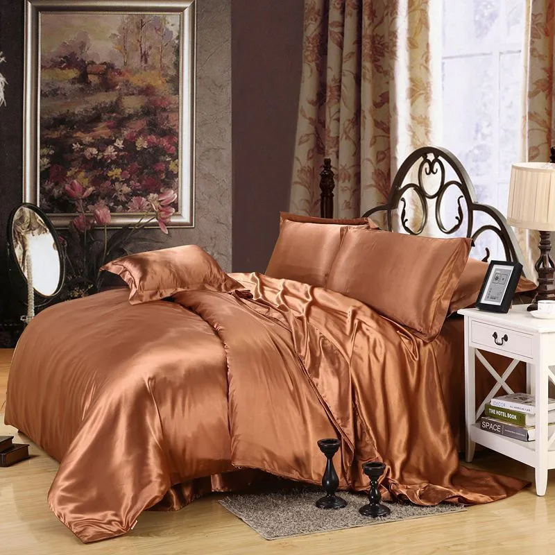 Летний классный комплект постельного белья из имитированного шелка, домашний текстиль, AB боковой Комплект постельного белья, однотонное постельное белье, мягкие постельные принадлежности из шелка, Твин Квин и Кинг