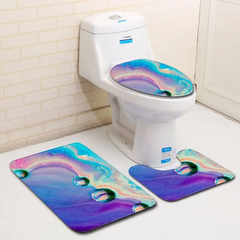 Zeegle 3 шт./компл. Ванная комната комплект Туалет Цвет роспись набор ковров для ванной комнаты Нескользящие душевая комната фланелевые коврики коврик для ванной комнаты