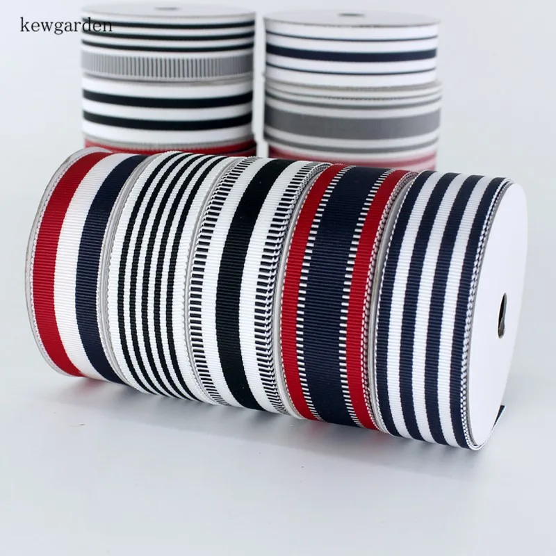 Kewgarden 25 мм 2 5 см волнистые кромки полосатые Grosgrain ленты вручную изготовленная