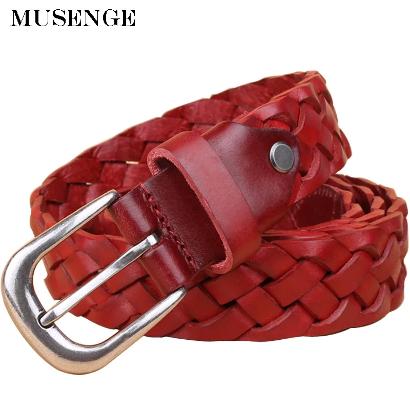 Mujer Cinturón trenzado señora cuero genuino de cinturon mujer correas para las mujeres jeans ceinture femme cinto feminino primera capa femme