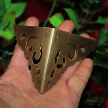

6.5cm Brass Furniture Corners,Triangle Corner,Gift Upscale Decorative,Sheet Copper Purses Gusset,Anceient Flower Furniture Cover