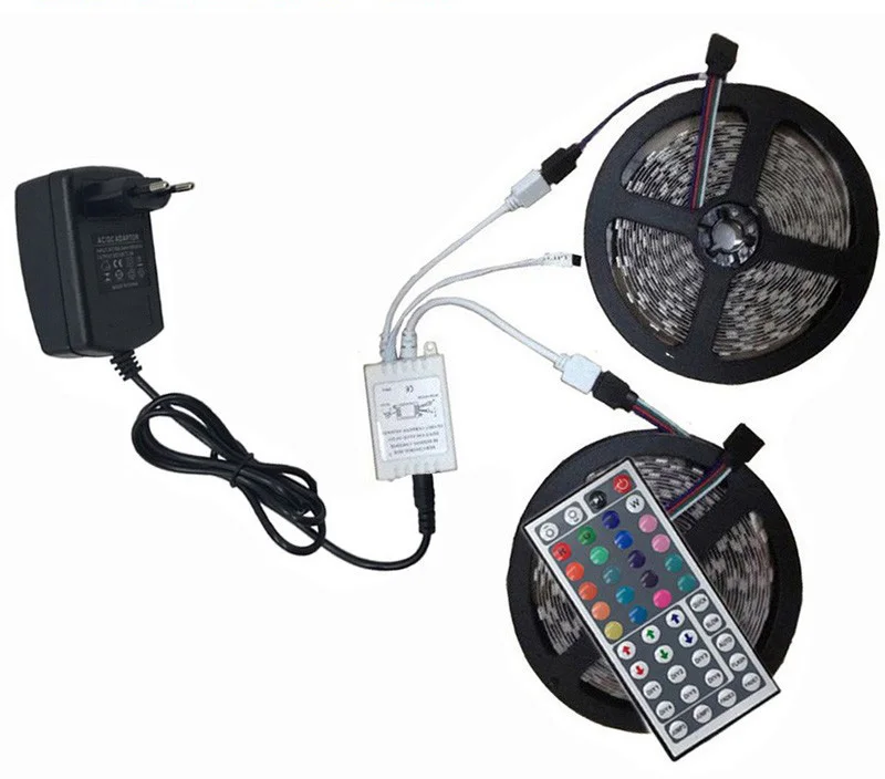 GBKOF SMD RGB LED Strip Light 5050 2835 10M 5M LED Light rgb Leds tape diode ribbon Flexible Controller DC 12V Adapter set