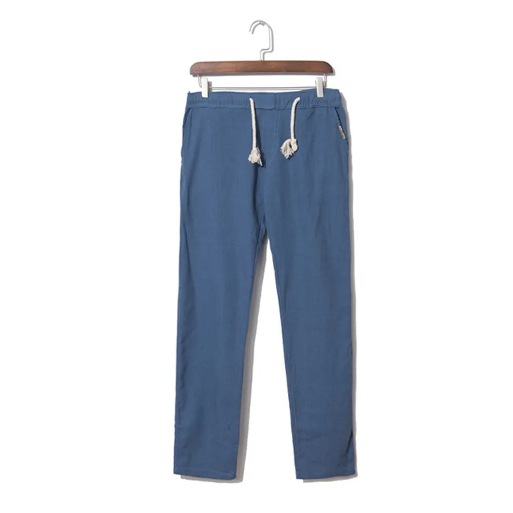 

Mens Cotton&linen Slim Leg Casual Pants Fashion Men Trousers Pencil Pant Male Casual Loose Solid Beach Wear Long Pants c0304