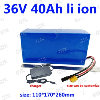 

GTK 36v 40Ah lithium ion battery 18650 BMS 10S li ion for 1500W 2000w E-Bike scooter bicycle Tricycle inverter AVG + 5A charger