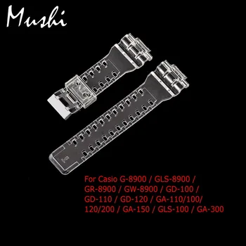 

16mm Rubber Watch Strap Men Transparent Sport Diving Silicone Watch Band Metal Buckle For Casio G-8900/G-shock Watch Accessories