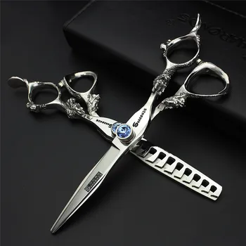 

Axemoore 6 inch scisors barber professional kit hairdressing sapphire cutting shears fish bone thinning hair scissors berber
