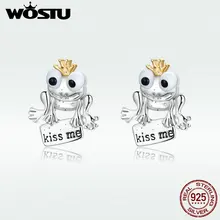 WOSTU подлинные 925 пробы серебряные лягушки серьги с принцем для женщин Изготовление ювелирных изделий подарок свадьба обручение DXE635