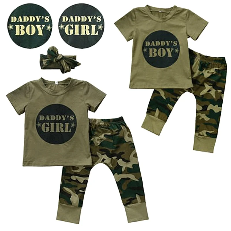 

Baby Girls Boys Clothes Set 2018 New Summer Newborn Baby Girl Clothing Short Sleeve T Shirt Pant Toddler Camouflage Outfits Set