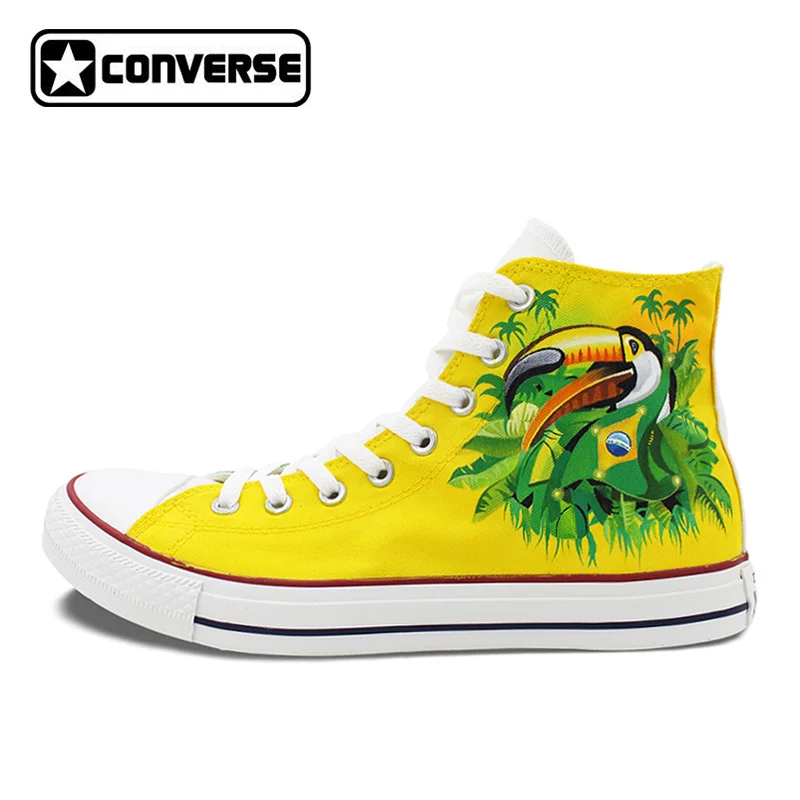 2016 New font b Shoes b font Brazil Flag Converse All Star Bird Green Winged Macaw