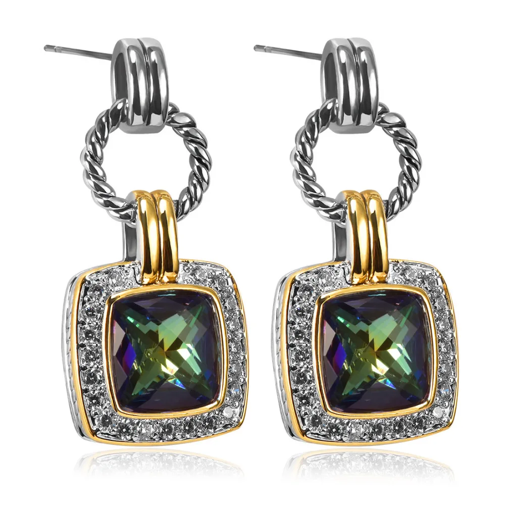 

Rose Rainbow Crystal Zircon 925 Sterling Silver Fashion Earrings TE760