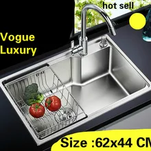 Кухонная раковина с одним лотком, изысканная посуда из 304 нержавеющей стали, роскошная горячая Распродажа 620x440 мм