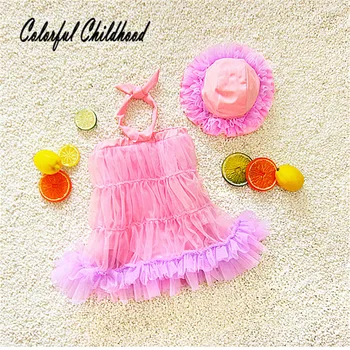 

Newly bikini girl swimwear children swimwear girls Lace bikini swimsuit bathing cap One-piece sunny summer baby girl