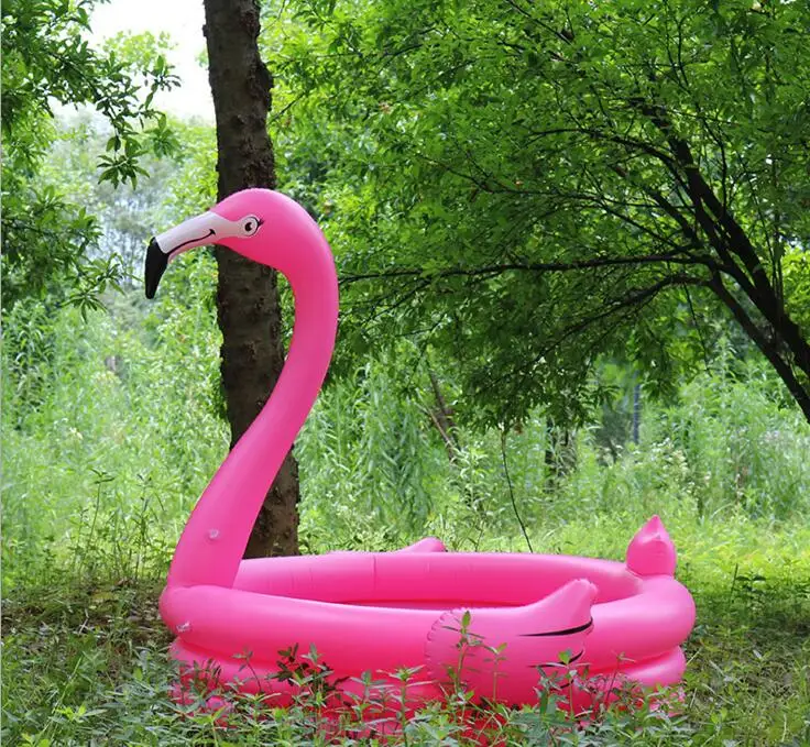 

New Summer Holiday Fun Inflatable PVC Playground Pink Flamingo Swimming Pool Kiddie Carton Animal Shape Pleasure Bath Pool Gift