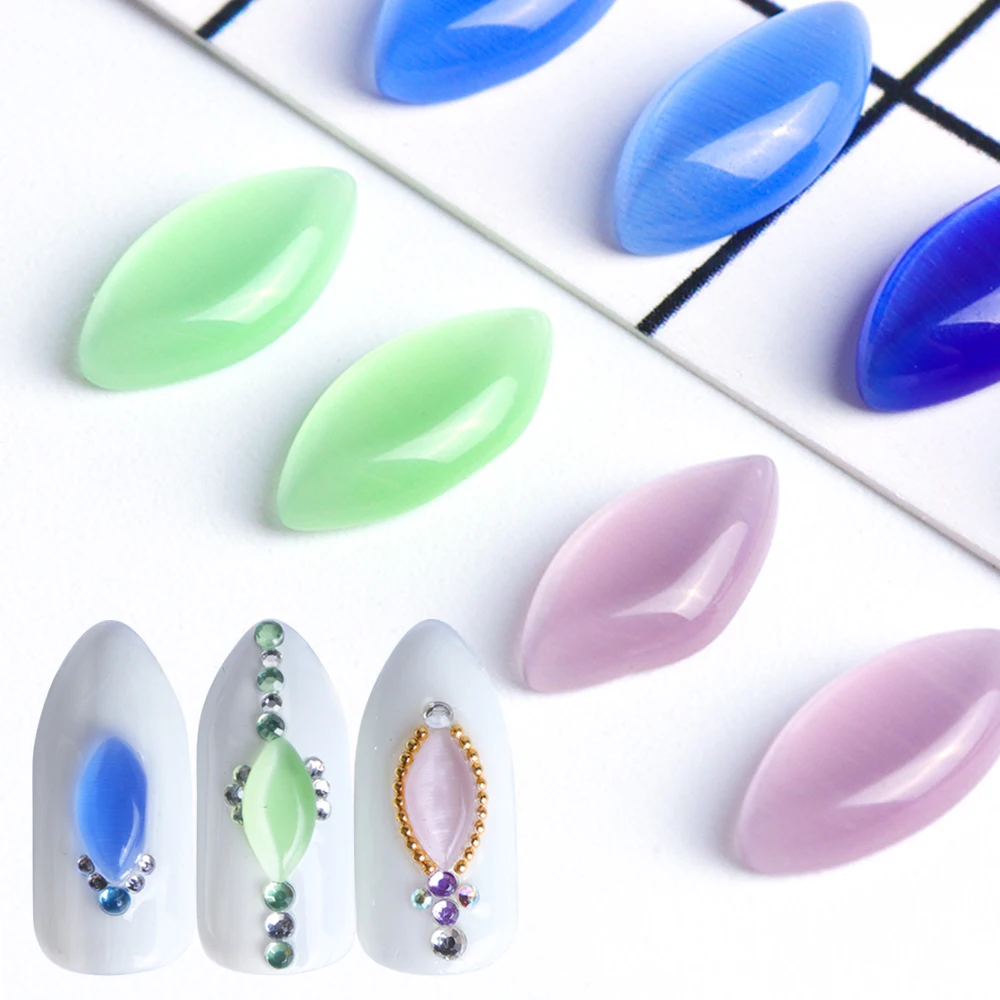 Buy 20pcs 3D Resin Nail Art Rhinestones Cat Eyes Mixed