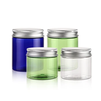 

20pcs 50g 80g Empty Plastic Mask Jars Clear PET Food Storage Container Aluminum Cap Bottle Cosmectic Packaging Cream Box Pots