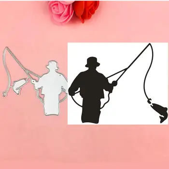 

Boy fishing Metal Cutting Dies Stencils for DIY Scrapbooking Stamp/photo album Decorative Embossing DIY Paper Cards