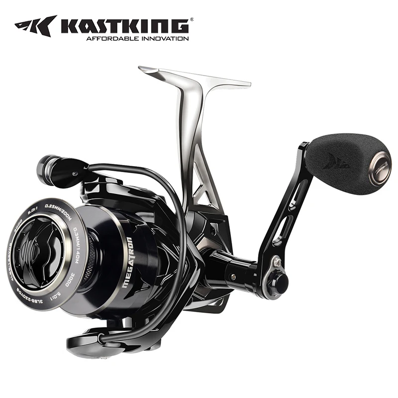 

KastKing Megatron Spinning Reel Great Saltwater Spinning Fishing Reel Rigid Aluminum Frame 7+1 Double-Shielded Stainless-SteelBB