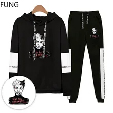 2019 New XXXTentacion Revenge Kill Hip Hop Hoodies Sweatshirts And Sweatpants Men Two Piece Set Hooded Suit Velvet