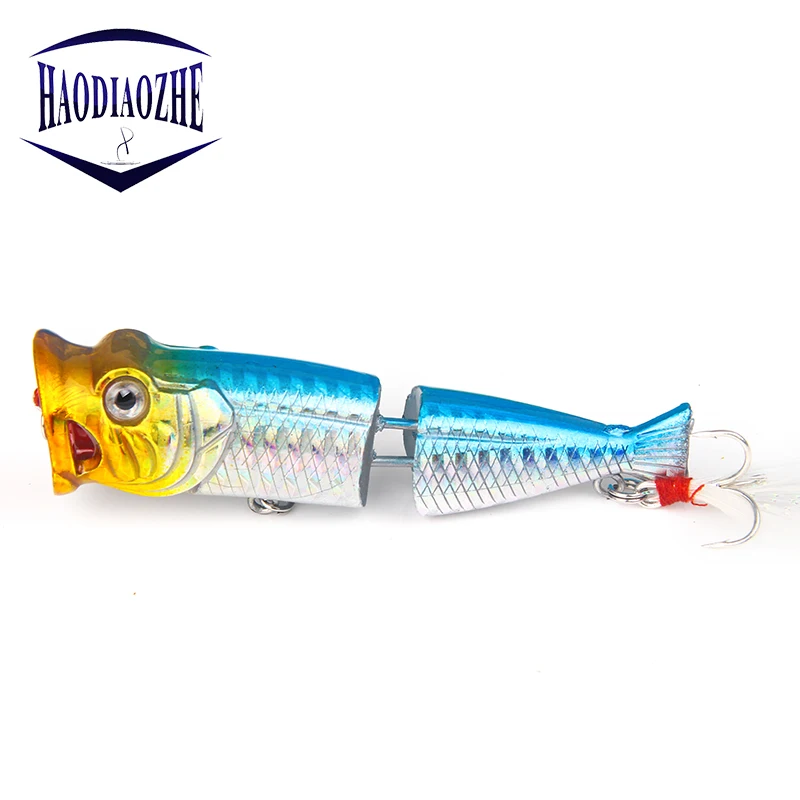 

Jointed Popper Fishing Lure 8cm 11.8g Floating SwimBiats Hard Crankbait Lifelike Swimbaits With Feathers Pesca Topwater Wobblers