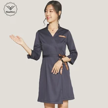 Профессиональный халат медсестры униформа дамы короткий рукав/рукав семь четвертей Slim fit модели матовой одежды или одежда для медсестер