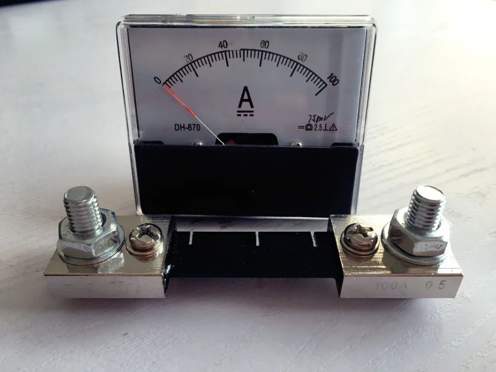 Analog Amp Panel Meter Current Ammeter DH-670 DC 0-100A Shunt 