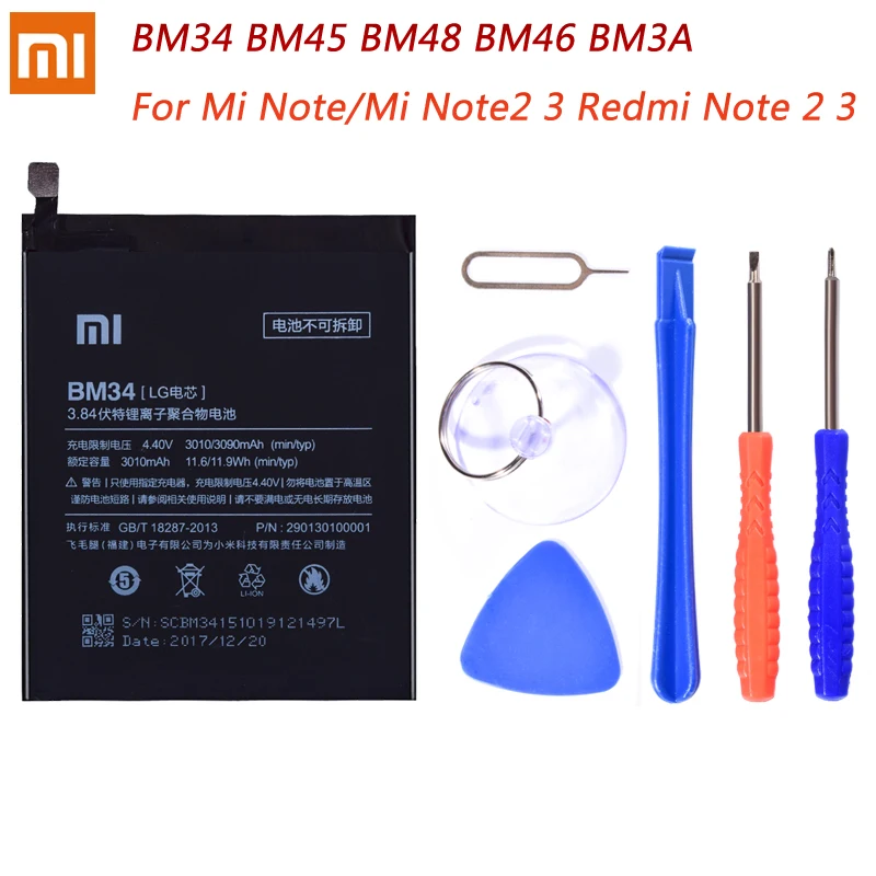 

Original BM34 BM45 BM48 BM46 BM3A For Xiaomi Mi Note3 Note2 Redmi Note 2 Note 3 Lithium Polymer Redmi Note3 Note2 Battery