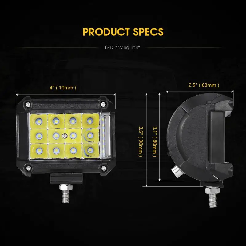 Oslamp 3 ряд 4 дюйма 57 Вт точечная Светодиодная рабочая лампа + прожектор 4x4
