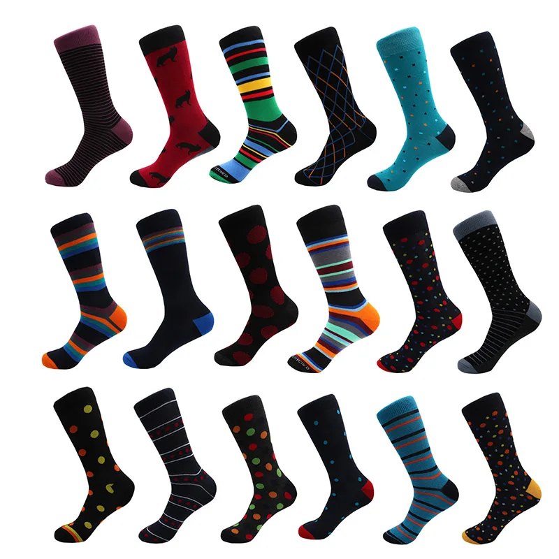Hot Sale Casual Mens Long Socks New Autumn And Winter Plaid Multi-color Retro Cotton Dot socks