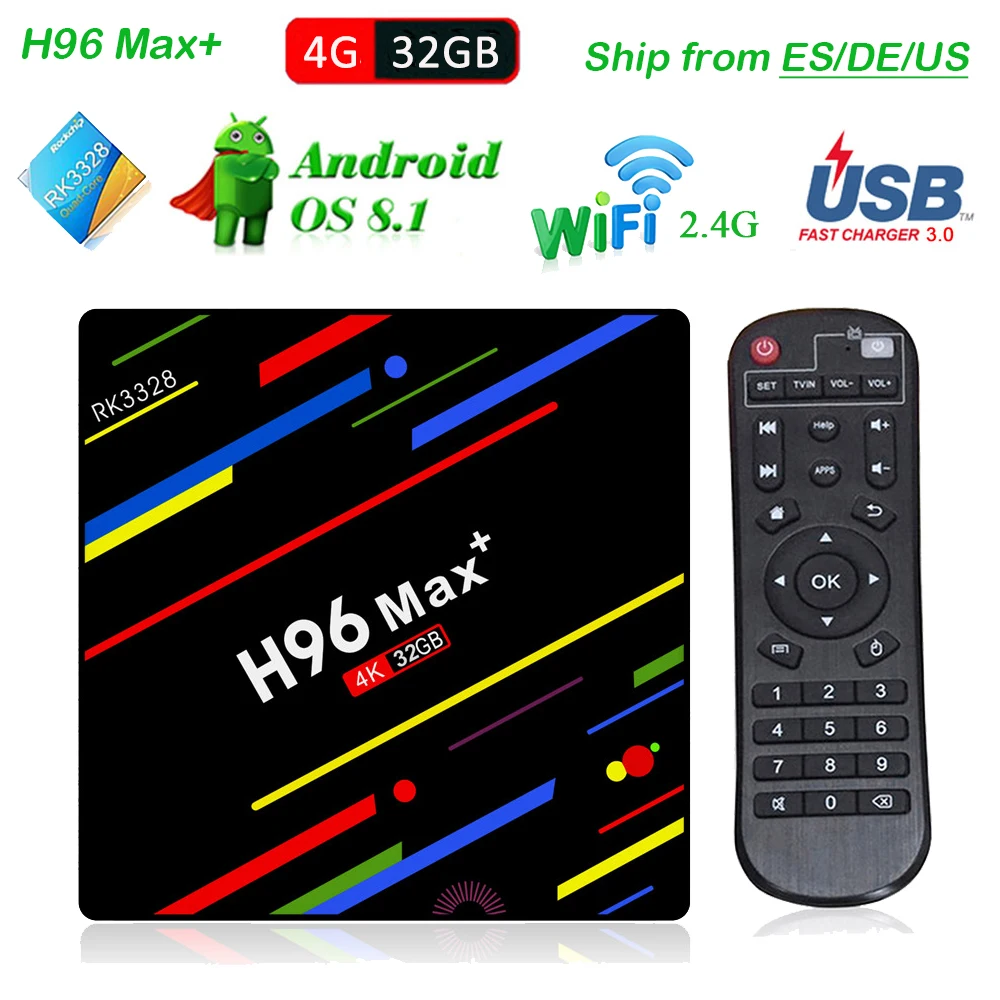 

H96 Max Android 8.1 TV Box Rockchip RK3328 4GB RAM 32GB Smart TV WIFI Media Player 4K Google Player Store Netflix Youtube Box