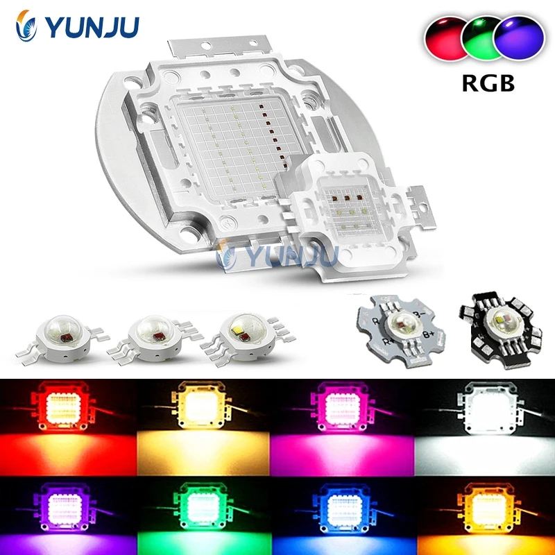 

RGB High Power LED bulbs Red Green Blue 3W 10W 50W 100 Watts Lighting Beads Fountain Stage Park DIY Lamp Chips