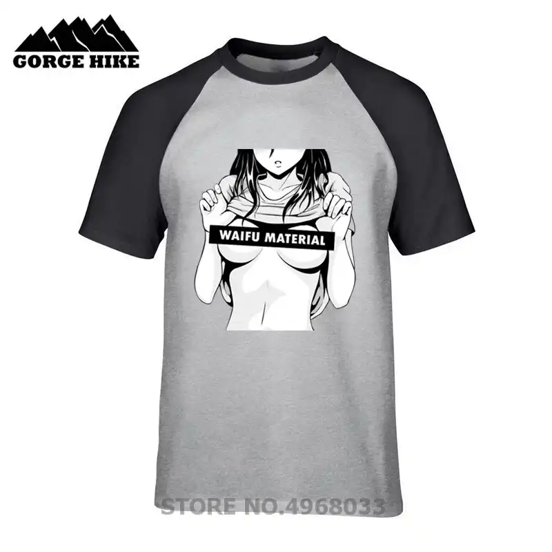 Waifu材料ahegao Tシャツオタクlewd変態かわいい少女アニメtシャツ男性用ストリートtシャツ無地半袖tシャツ T Shirts Aliexpress